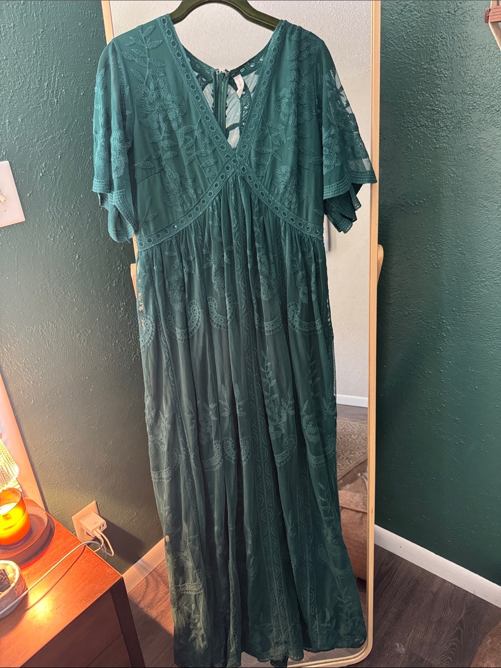 Pinkblush Forest Green Lace Maxi Dress